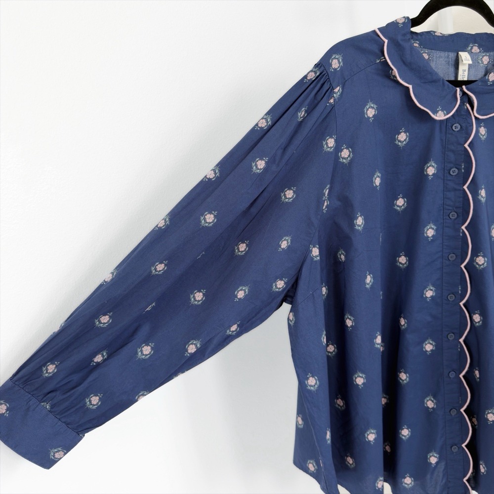 Torrid Belle Isle Top Womens Size 5X Plus Blue Floral Peter Pan Collar Button Up - Picture 5 of 10